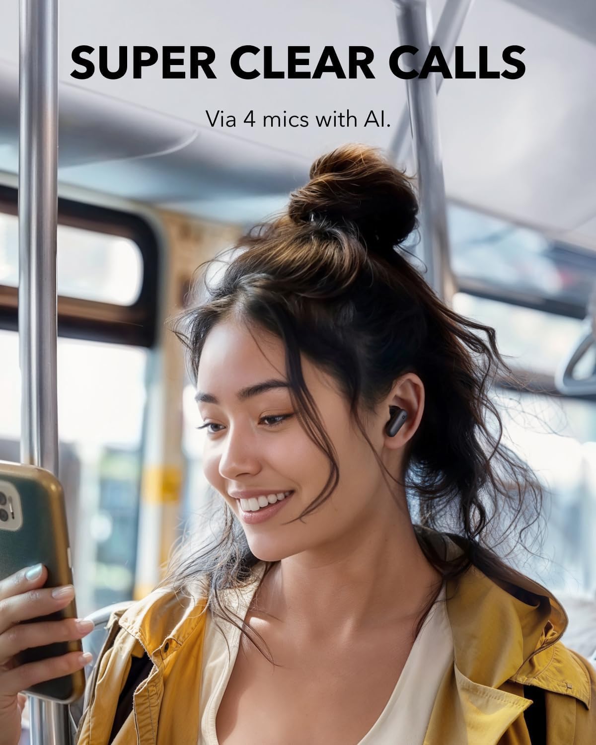 Soundcore P30i Auriculares Inalámbricos Bluetooth con Cancelación de Ruido de Anker, Cancelación de Ruido Potente e Inteligente, Graves Potentes, 45 Horas, Estuche 2 en 1 y Soporte para el Móvil, IP54 - 6