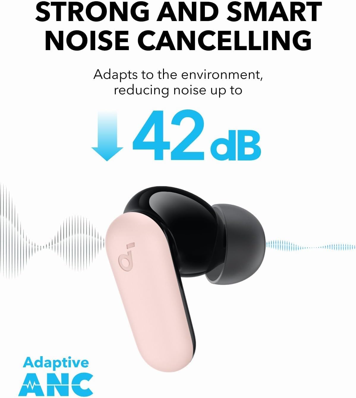 Soundcore P30i de Anker Auriculares con Cancelación de Ruido, Cancelación de Ruido Potente e Inteligente, Graves Potentes, 45 Horas de Reproducción, Estuche 2 en 1 y Soporte para el Móvil, IP54 - 3