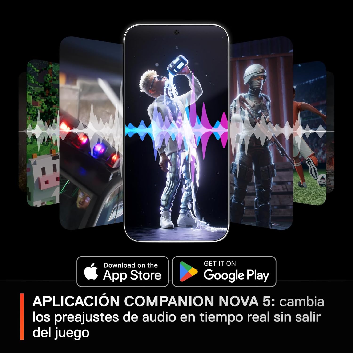 SteelSeries Arctis Nova 5 Cascos gaming inalámbricos PC, PS5, Switch 2, móvil - Controladores magnéticos de neodimio - Más de 100 preajustes de audio - Batería de 60h - 2,4 GHz o BT - Micro Gen2.X - 3