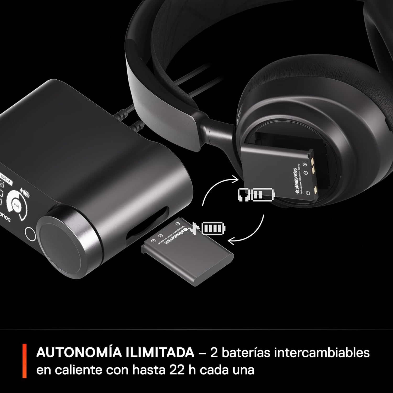 SteelSeries Arctis Nova Pro Wireless - Cascos Gaming Inalámbricos Multisistema - Controladores magnéticos de neodimio - Cancelación de ruido - Infinity Power System - PC, PS5, PS4, Switch 2, Móvil - 6