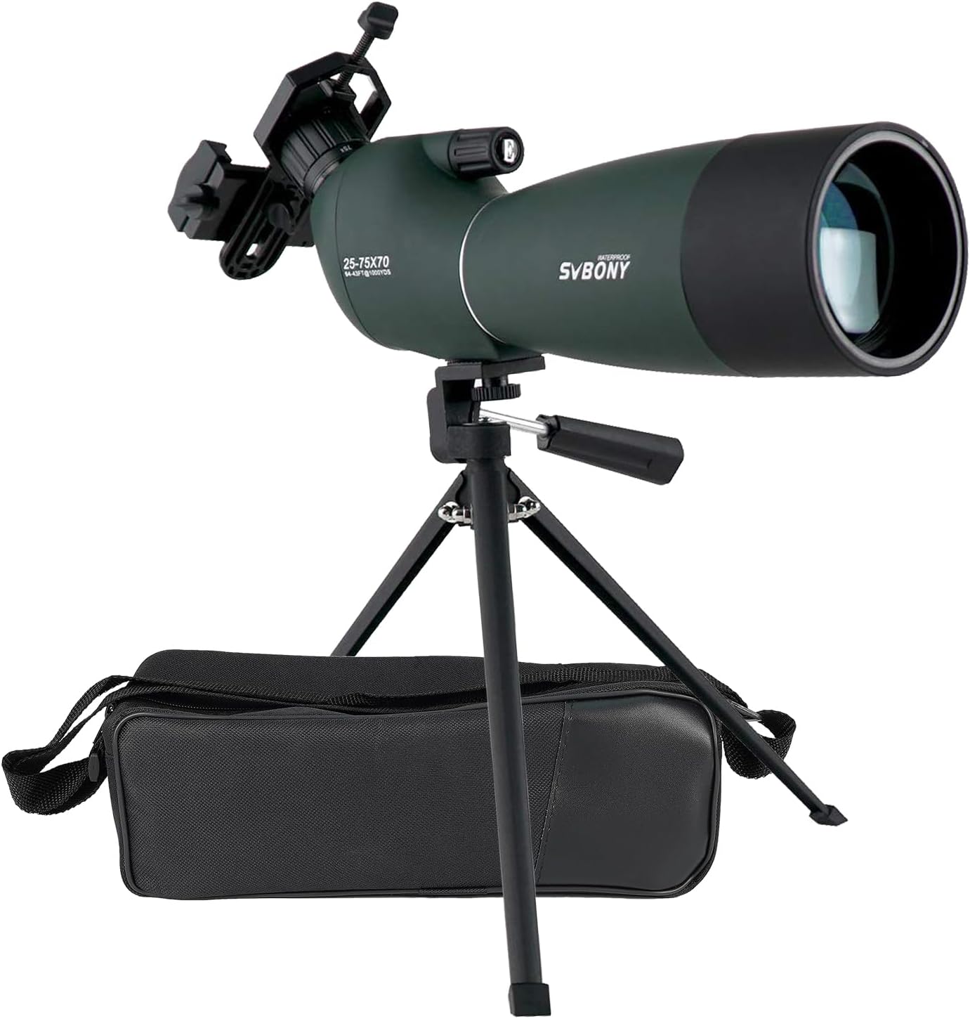 Svbony SV28 Telescopio Terrestre 25-75x70 Impermeable Prisma BAK4 Lente Óptica Recubierta MC Zoom Spotting Scope con Trípode y Adaptador de Phone - 1