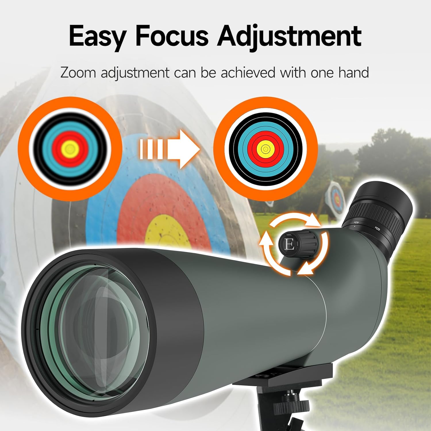 Svbony SV28 Upgrade 20-60x80 Telescopio Terrestre, HD FMC, con Adaptador de Smartphone y Trípode, Largo Alcance Telescopio Terrestre Potente para Tiro al Objetivo, Tiro con Arco, Observación de Aves - 5