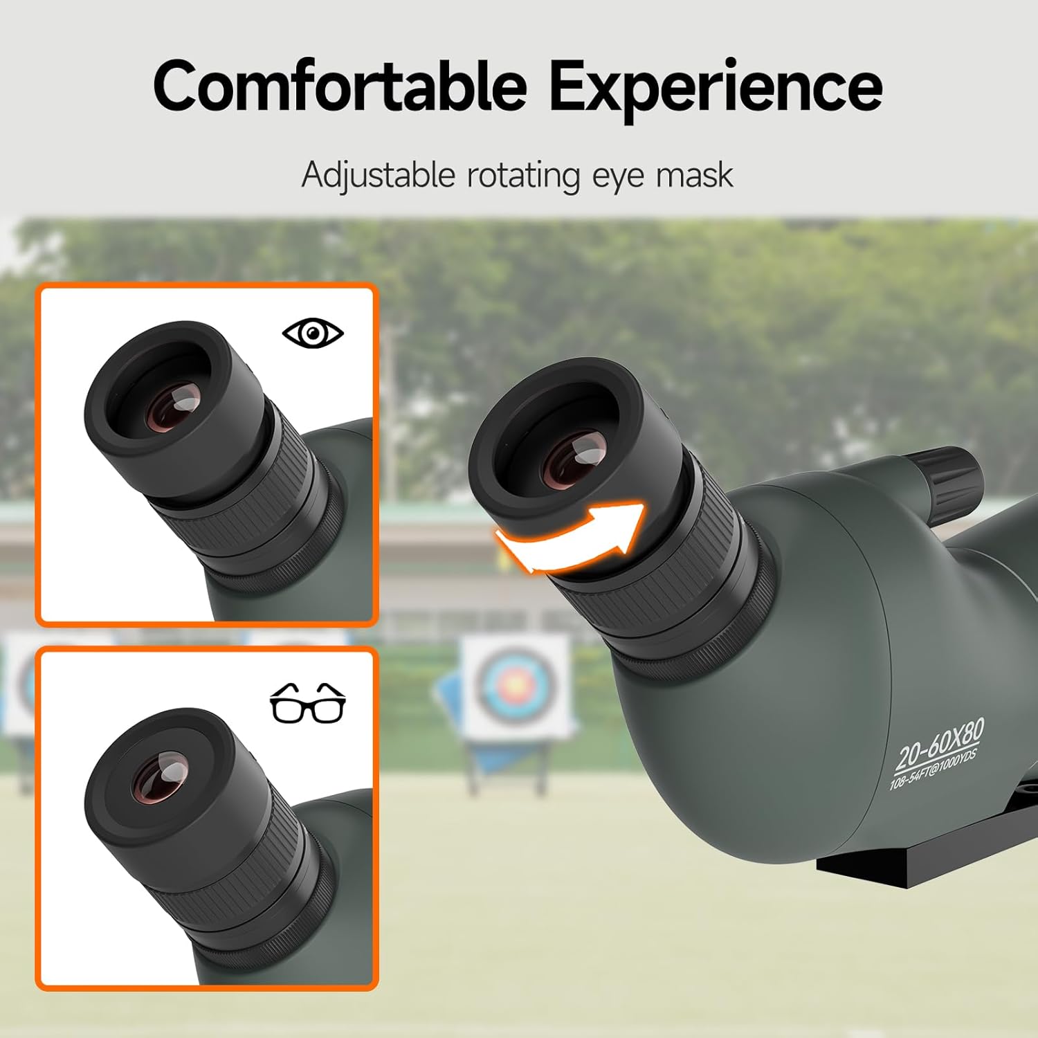 Svbony SV28 Upgrade 20-60x80 Telescopio Terrestre, HD FMC, con Adaptador de Smartphone y Trípode, Largo Alcance Telescopio Terrestre Potente para Tiro al Objetivo, Tiro con Arco, Observación de Aves - 6