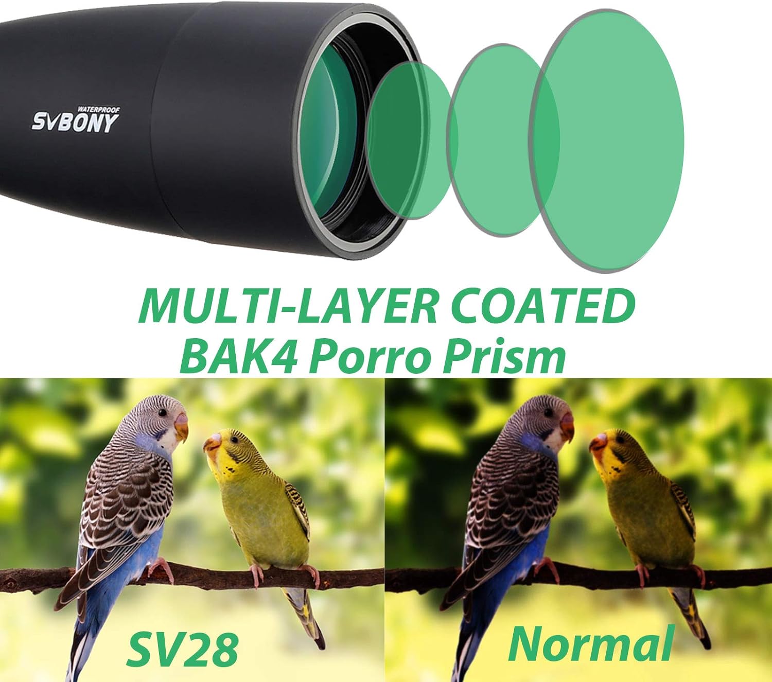 Svbony SV28 - Vista Larga, 25-75x70 con trípode, HD BAK4 Prisma FMC Lens Longue-View con Adaptador telefónico para Tiro al Objetivo, Tiro con Arco, observación de Aves, Luna - 2