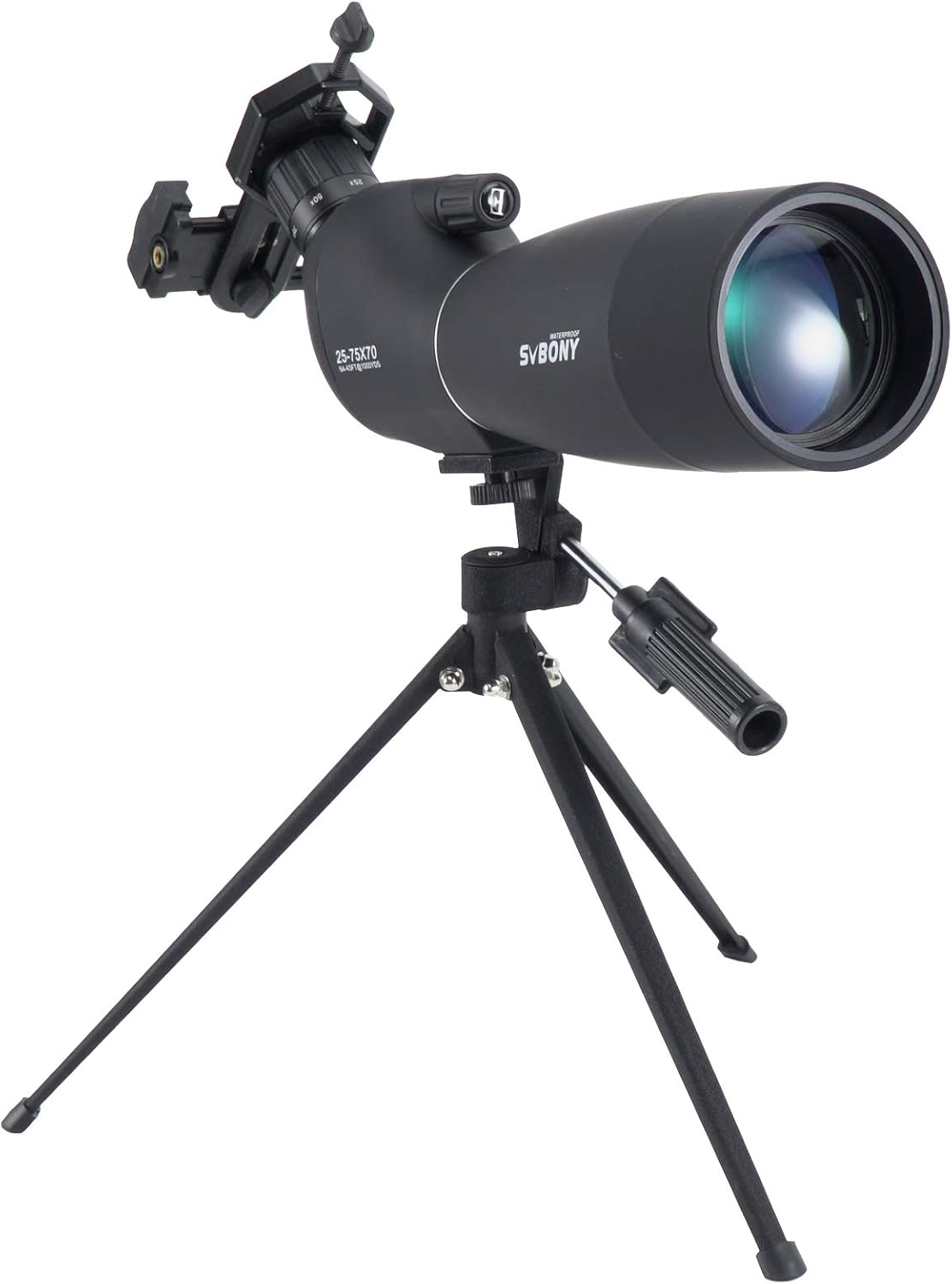 Svbony SV28 - Vista Larga, 25-75x70 con trípode, HD BAK4 Prisma FMC Lens Longue-View con Adaptador telefónico para Tiro al Objetivo, Tiro con Arco, observación de Aves, Luna - 1