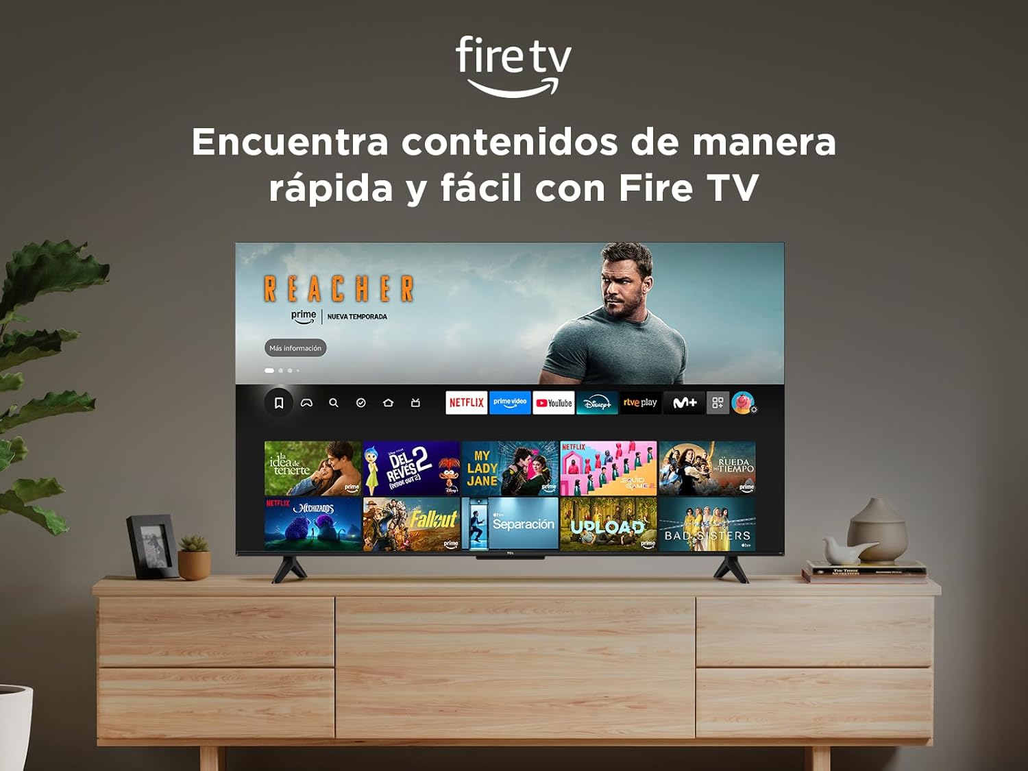 TCL 55T6C, 55" QLED 4K HDR TV, Fire TV (Smart TV with Dolby Vision & Atmos, HDR10+, Press & Ask Alexa) [Clase de eficiencia energética F] - 6