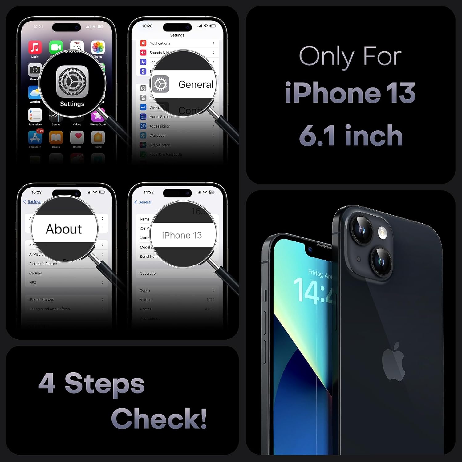 TOCOL Funda para iPhone 13, Funda Magnética para iPhone 13 6,1 Pulgadas [Protección Lente Cámara] [Protección Militar] Translúcida Mate Trasera, Titanio Negro - 2