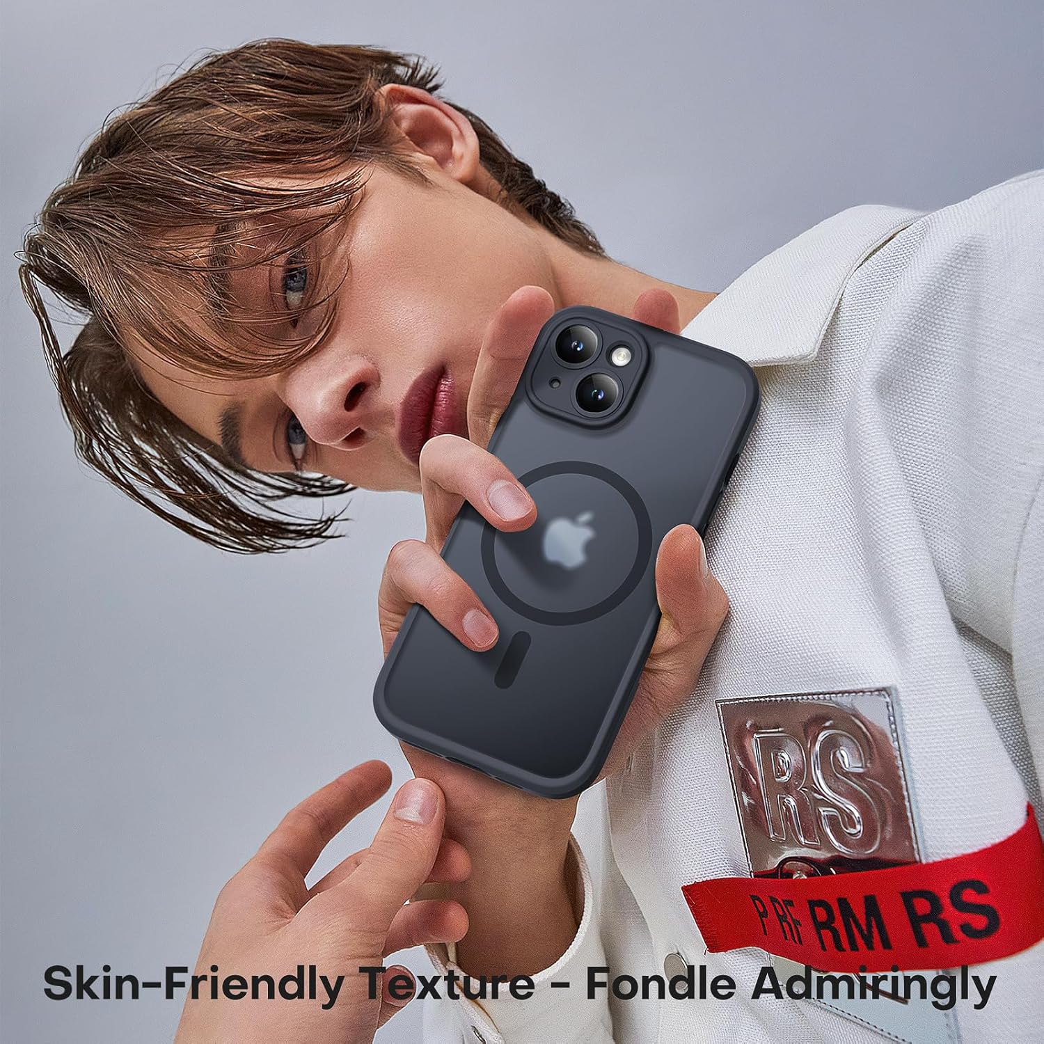 TOCOL Funda para iPhone 13, Funda Magnética para iPhone 13 6,1 Pulgadas [Protección Lente Cámara] [Protección Militar] Translúcida Mate Trasera, Titanio Negro - 6