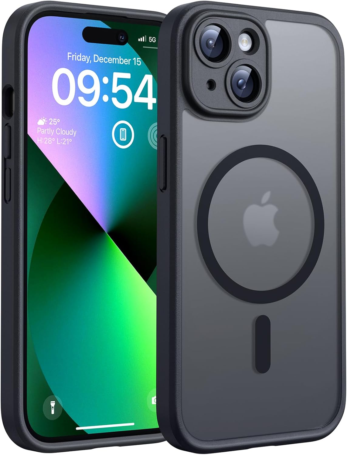 TOCOL Funda para iPhone 13, Funda Magnética para iPhone 13 6,1 Pulgadas [Protección Lente Cámara] [Protección Militar] Translúcida Mate Trasera, Titanio Negro - 1
