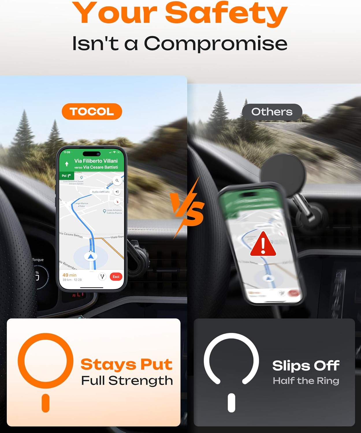 TOCOL Funda para iPhone 17 Pro MAX, Protección Lente Cámara, Anillo Magnético Integrado, Compatible con Magsafe, Protección contra Caídas, Translúcida Mate Trasera, Azul Marino - 3