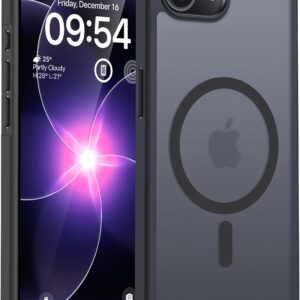 TOCOL Funda para iPhone 17e, Protección Lente Cámara, Compatible con MagSafe, Protección contra Caídas, Translúcida Mate Trasera, para iPhone 17 e 6.1 Pulgadas, Titanio Negro