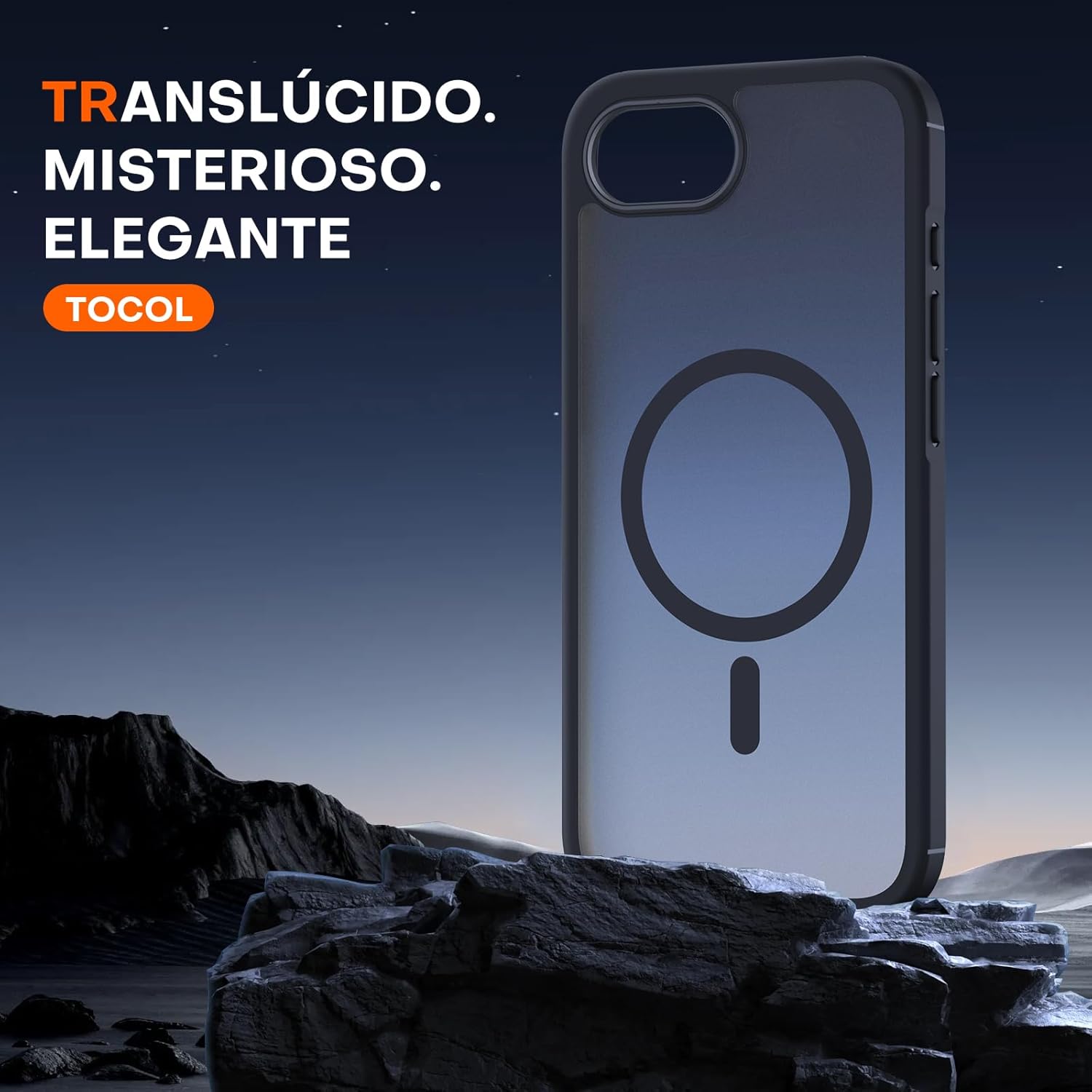 TOCOL Funda para iPhone 17e, Protección Lente Cámara, Compatible con MagSafe, Protección contra Caídas, Translúcida Mate Trasera, para iPhone 17 e 6.1 Pulgadas, Titanio Negro - 5