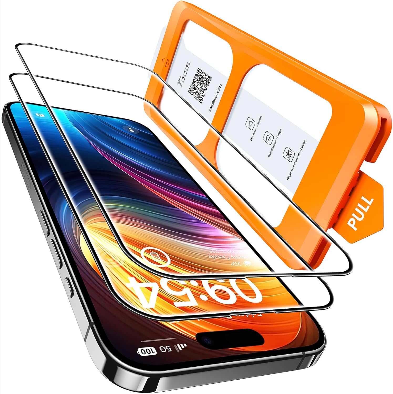 TOCOL Protector Pantalla para iPhone 16, Alineación Automática para Una Instalación Rápida, Cristal Templado de Dureza 9H Inastillable, HD Transparente, 2 Piezas - 1