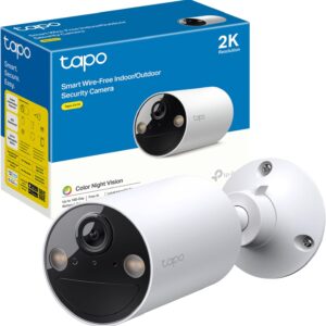 Tapo C410 - Cámara Wi-Fi de Batería para Exterior/Interior, 2K 3MP, 6400mAh, Detección de Personas por IA, Visión Nocturna a Color, No Requiere Hub, Compatible con Panel Solar