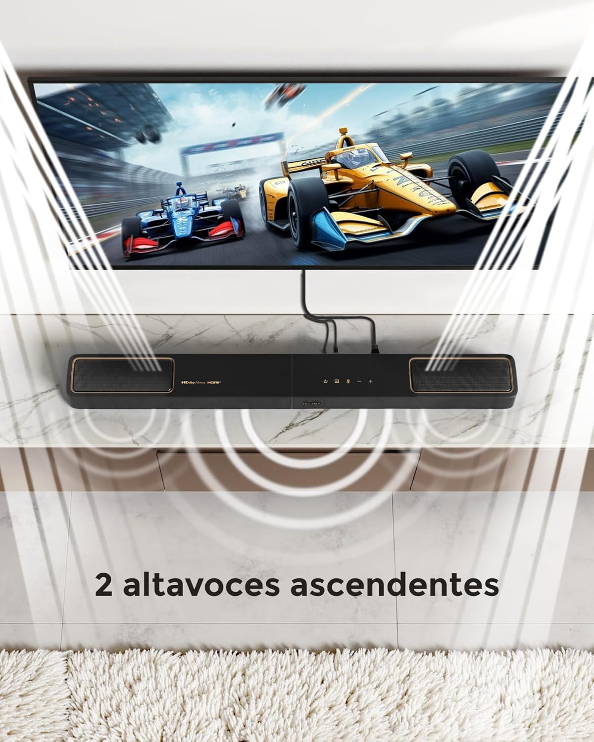 ULTIMEA 5.1.2ch Barra de Sonido con Dolby Atmos, Altavoces Superiores Up-Firing, Subwoofer Inalámbrico y 2 Traseros, 460W, HDMI eARC, BT 5.4, Sistema de Cine en Casa Skywave F40 Boom - 4