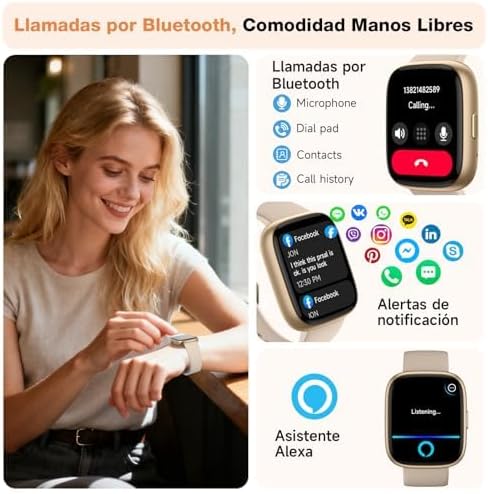 VRPEFIT Smart Watch for Women Men, Whatsapp Notifications, 1.83" HD Touchscreen with Bluetooth Calling, Heart Rate, Blood Oxygen, Sleep Monitor, 100+ Sports Modes, IP68 Waterproof for Android iOS - 3