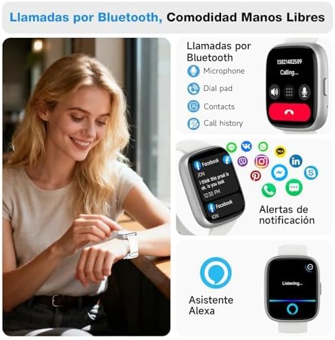 VRPEFIT Smart Watch for Women Men, Whatsapp Notifications, 1.83" HD Touchscreen with Bluetooth Calling, Heart Rate, Blood Oxygen, Sleep Monitor, 100+ Sports Modes, IP68 Waterproof for Android iOS - 3