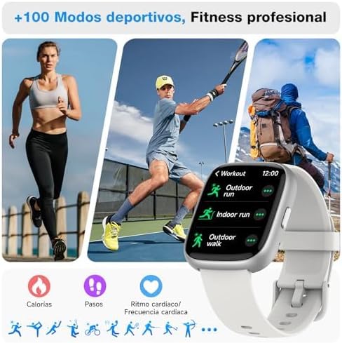 VRPEFIT Smart Watch for Women Men, Whatsapp Notifications, 1.83" HD Touchscreen with Bluetooth Calling, Heart Rate, Blood Oxygen, Sleep Monitor, 100+ Sports Modes, IP68 Waterproof for Android iOS - 4