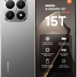 XIAOMI 15T - Smartphone de 12+256GB, Lente óptica Leica Summilux, MediaTek Dimensity 8400-Ultra, Pantalla Eye Care de 6,83" 120 Hz, HyperCharge de 67W, Cargador no Incluido, Gris (Versión ES)