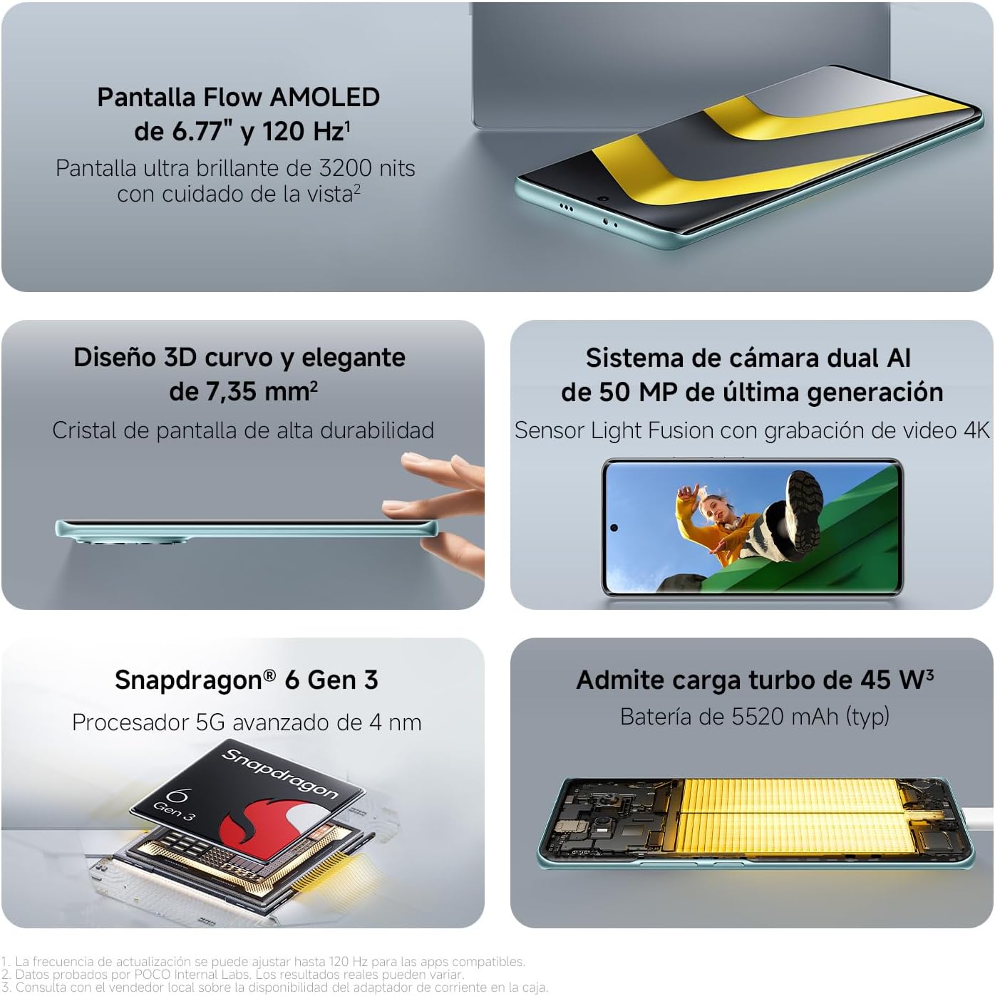 XIAOMI POCO M8 5G - Smartphone de 8+256GB, Pantalla de 6,77" 120Hz Flow AMOLED, Snapdragon 6 Gen 3, cámara Dual de 50MP IA, Carga Turbo de 45W, Cargador no Incluido, Verde (Versión ES) - 2