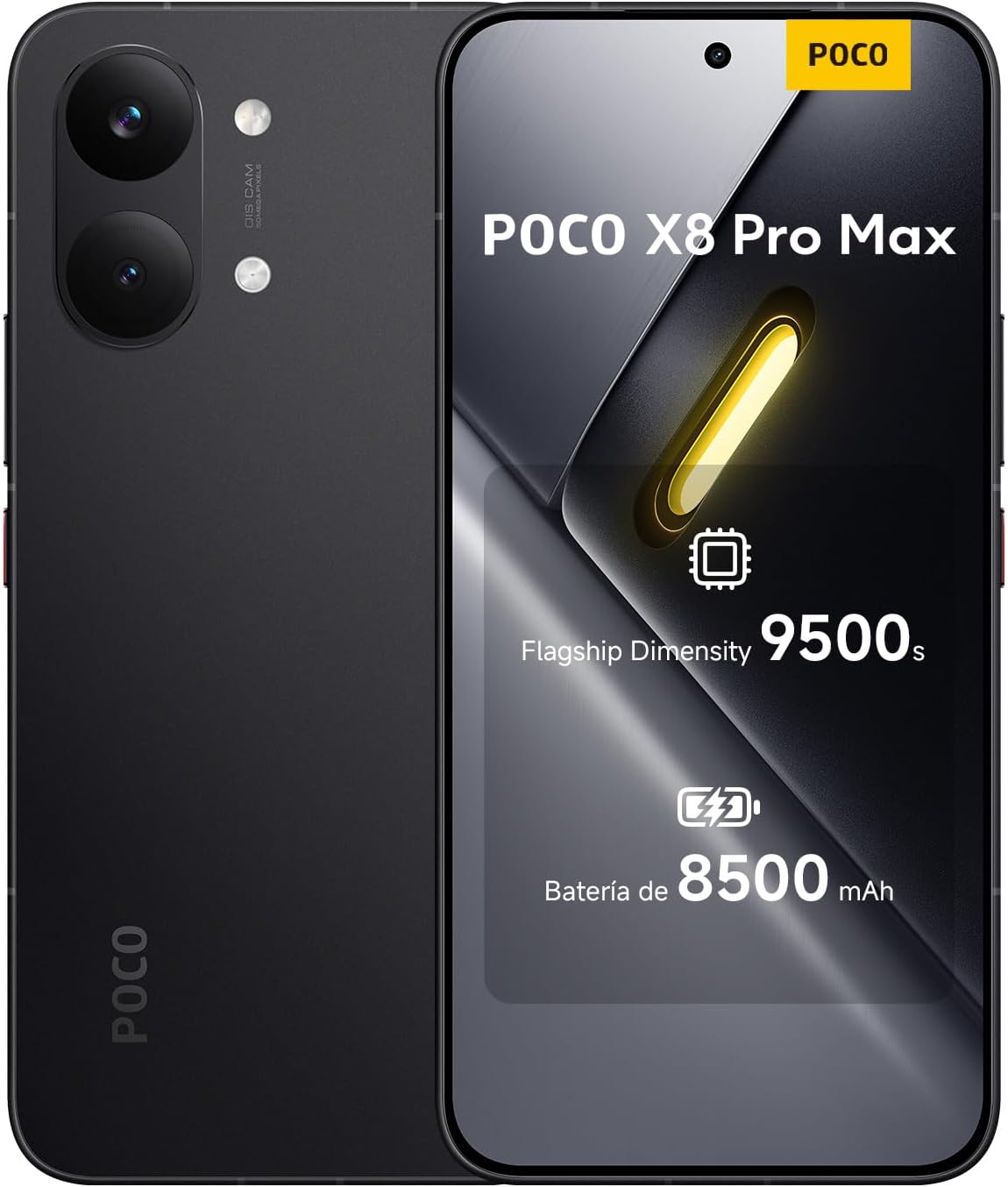 XIAOMI POCO X8 Pro MAX - Smartphone de 12+512GB, Dimensity 9500s, batería de 8500 mAh, Sensor Light Fusion 600 de 50MP con OIS, 1 año de garantía Extra, Cargador no Incluido, Negro (Versión ES) - 1