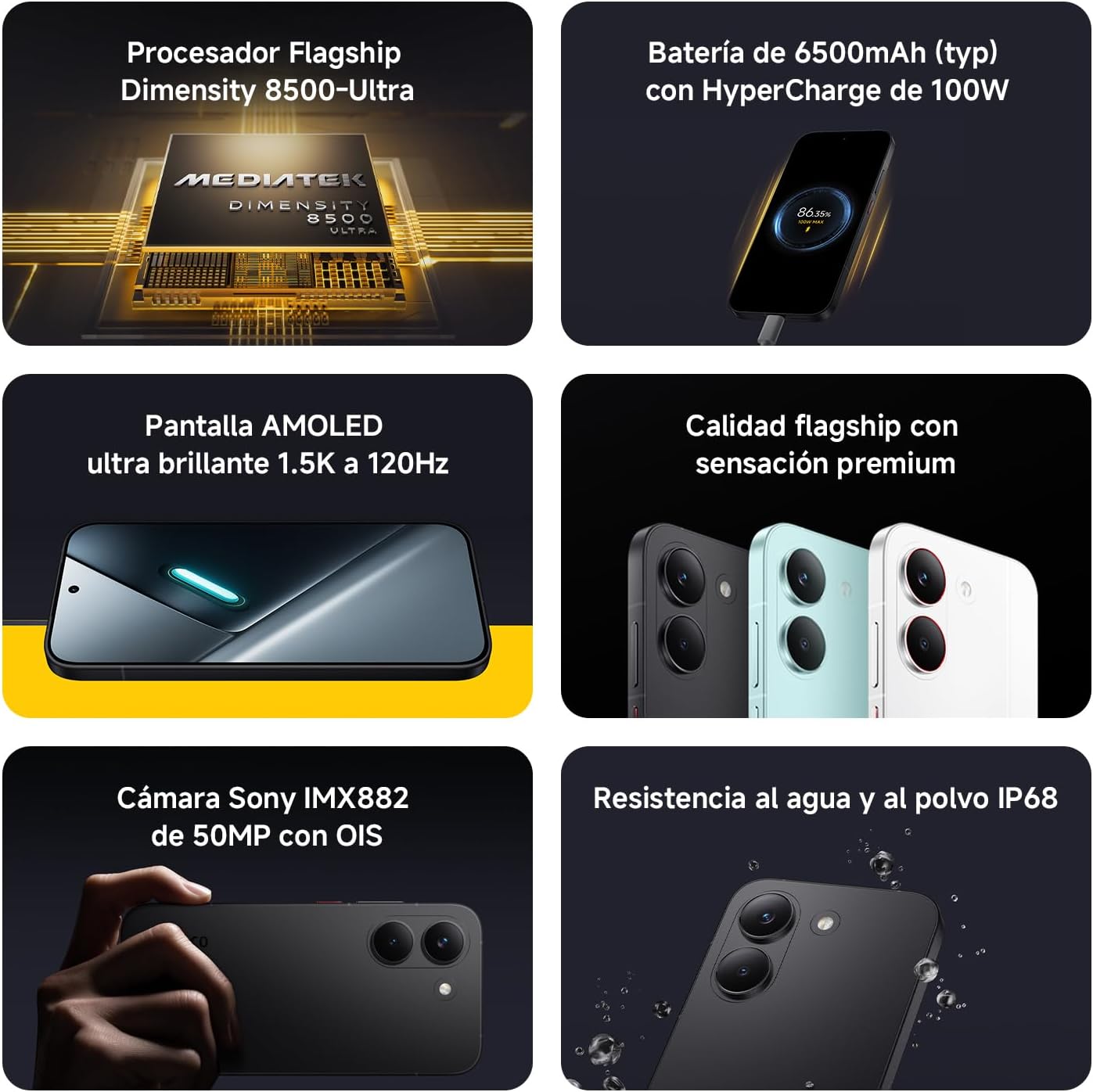 XIAOMI POCO X8 Pro - Smartphone de 8+256GB, Dimensity 8500-Ultra, batería de 6500 mAh, Sensor Sony IMX882 de 50MP con OIS, 1 año de garantía Extra, Cargador no Incluido, Verde (Versión ES) - 3