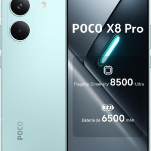 XIAOMI POCO X8 Pro - Smartphone de 8+256GB, Dimensity 8500-Ultra, batería de 6500 mAh, Sensor Sony IMX882 de 50MP con OIS, 1 año de garantía Extra, Cargador no Incluido, Verde (Versión ES)