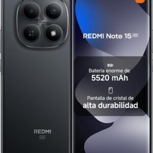 XIAOMI REDMI Note 15 5G - Smartphone de 8+256GB, Pantalla AMOLED FHD+ de 6,77", Snapdragon 6 Gen 3, cámara de 108 MP, batería de 5520 mAh, Cargador no Incluido, Negro (Versión ES)