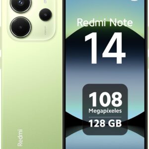 XIAOMI Redmi Note 14 - Smartphone de 6+128GB, Pantalla de 6.67" AMOLED FHD+ 120Hz, MediaTek Helio G99-Ultra, cámara de 108MP, TurboCharge 33W, 5500 mAh, Cargador no Incluido, Verde (Versión ES)