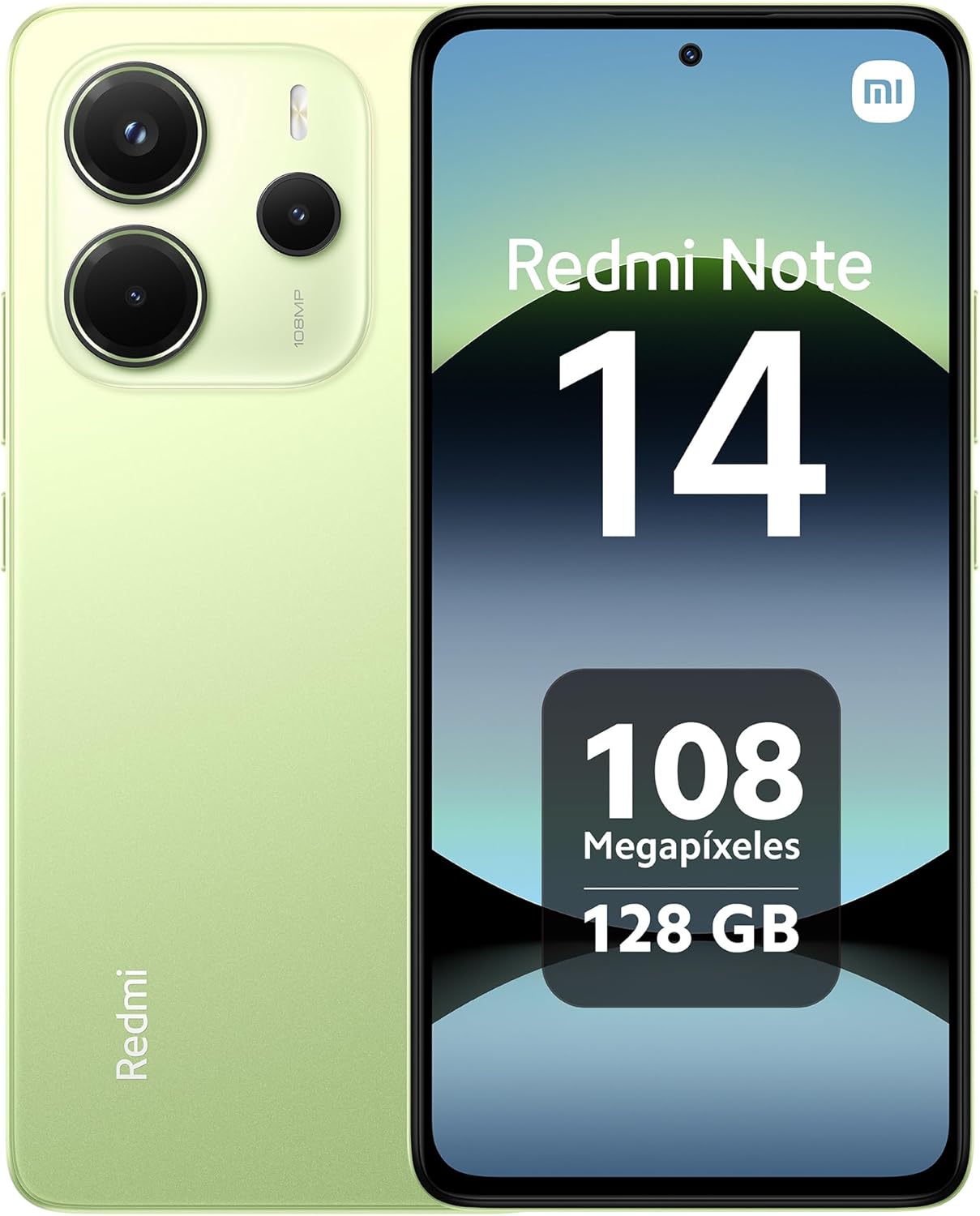 XIAOMI Redmi Note 14 - Smartphone de 6+128GB, Pantalla de 6.67" AMOLED FHD+ 120Hz, MediaTek Helio G99-Ultra, cámara de 108MP, TurboCharge 33W, 5500 mAh, Cargador no Incluido, Verde (Versión ES) - 1