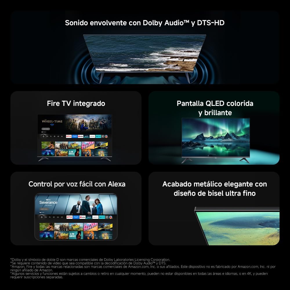 XIAOMI TV F Pro 32, 32 Pulgadas (81 cm), QLED, Smart TV, Fire OS7, Control por Voz Alexa, Dolby Audio™, DTS Virtual:X, DTS-HD, Compatible con Apple AirPlay - 2