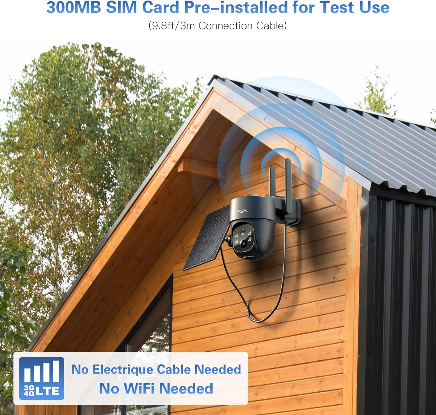 Xega 4G LTE Cámara Vigilancia Exterior con Sim, Camara 4G Solar Sin Cable con Batería 2K HD PTZ 355°/90°, Visión Nocturna, Detección De Movimiento, Almacenamiento Local & Cloud, IP66 - 4