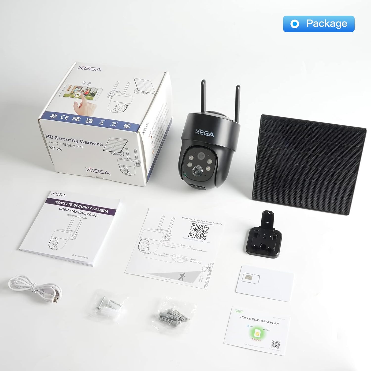 Xega 4G LTE Cámara Vigilancia Exterior con Sim, Camara 4G Solar Sin Cable con Batería 2K HD PTZ 355°/90°, Visión Nocturna, Detección De Movimiento, Almacenamiento Local & Cloud, IP66 - 6