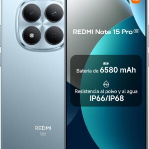 Xiaomi REDMI Note 15 Pro 5G - Smartphone de 8+256GB, Pantalla de 6,83" 1.5K AMOLED, MediaTek Dimensity 7400-Ultra, cámara de 200MP, batería de 6580 mAh, cargador no incluido, azul glaciar (Versión ES)