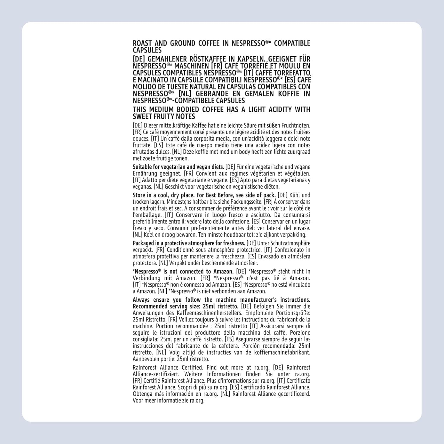 by Amazon - Cápsulas de café Ristretto, tueste medio, compatibles con Nespresso, 100 unidades, 5 paquetes de 20, certificado Rainforest Alliance - 6