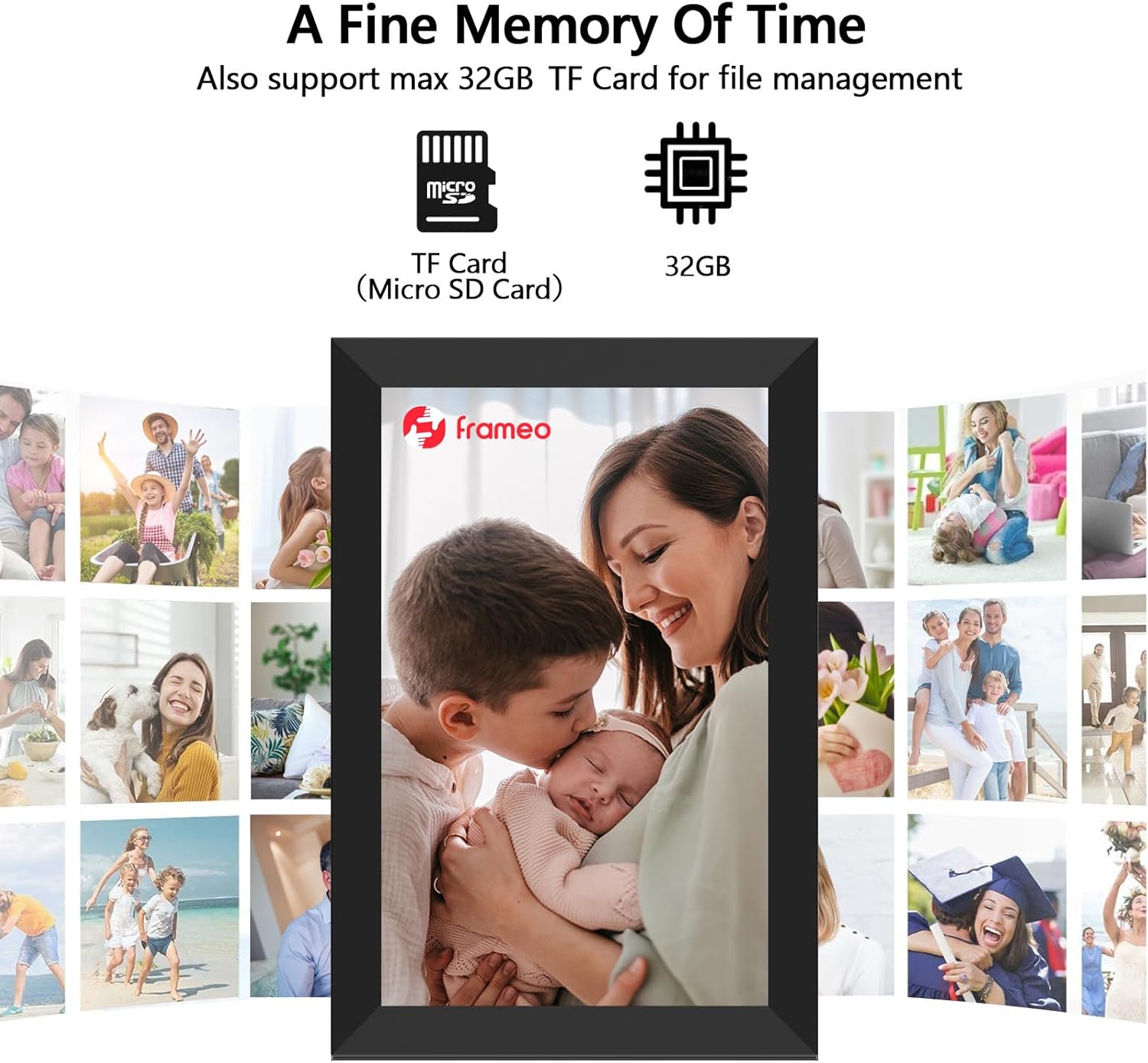 dxmart FRAMEO - Marco de fotos digital WiFi de 32 GB, pantalla táctil LCD WXGA IPS de 10.1 pulgadas, marco de fotos inteligente en la nube con rotación automática, momentos compartidos a través de la - 4