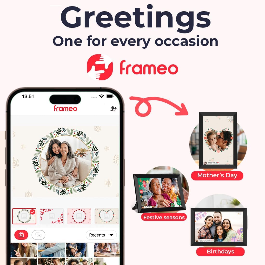 dxmart FRAMEO - Marco de fotos digital WiFi de 32 GB, pantalla táctil LCD WXGA IPS de 10.1 pulgadas, marco de fotos inteligente en la nube con rotación automática, momentos compartidos a través de la - 5
