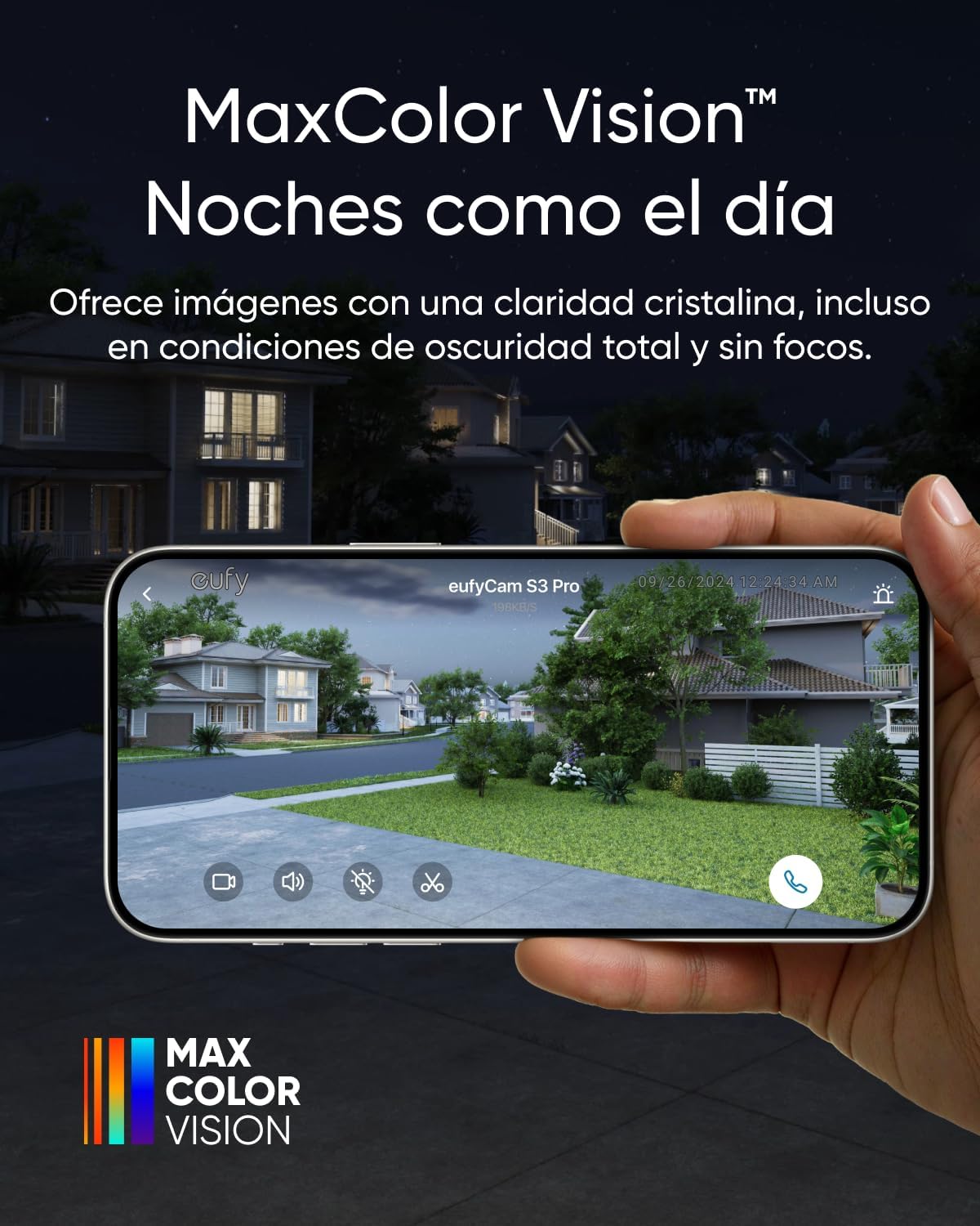 eufy Security S3 Pro (eufyCam 3 Pro), 4K Camara vigilancia WiFi Exterior Solar, visión MaxColor, energía inagotable 2.0, reconocimiento Facial IA, Almacenamiento Local Ampliable, sin cuotas mensual - 2