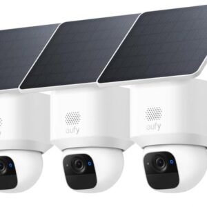 eufy Security SoloCam E30 Camara vigilancia WiFi Exterior, con Energía Solar, Panorámica de 360°, Seguimiento por IA, Claridad 2K, Compatible con HomeBase S380, Sin Cuotas Mensuales, 4 Pack+Homebase2