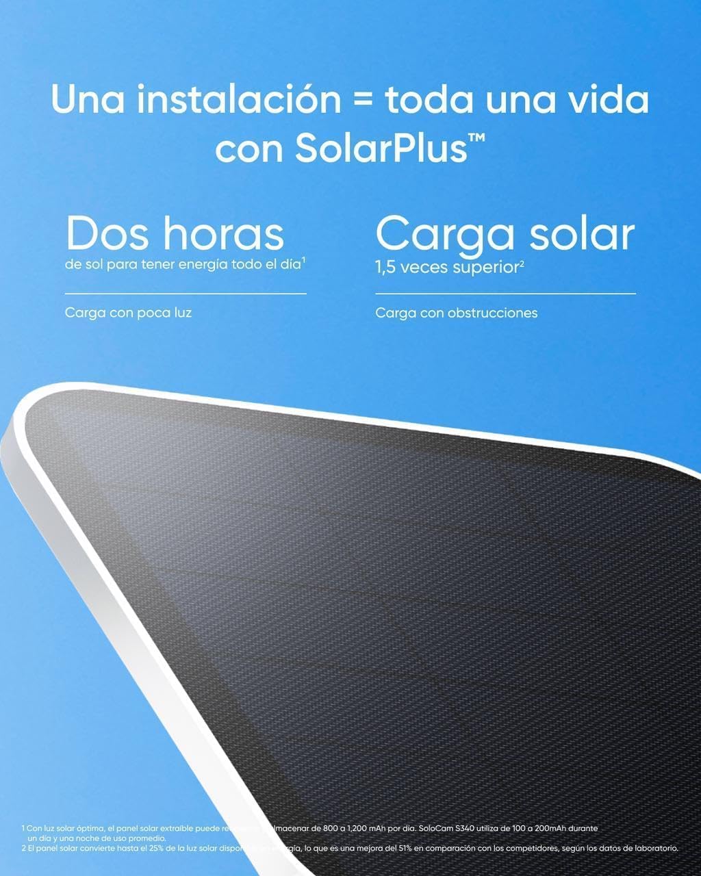 eufy Security SoloCam S340 3K Camara vigilancia WiFi Exterior Solar, Camara vigilancia WiFi Exterior, vigilancia de 360°, Wi-Fi 2,4 GHz, sin cuotas mensuales, Compatible con HomeBase 3, 2 Pack - 2