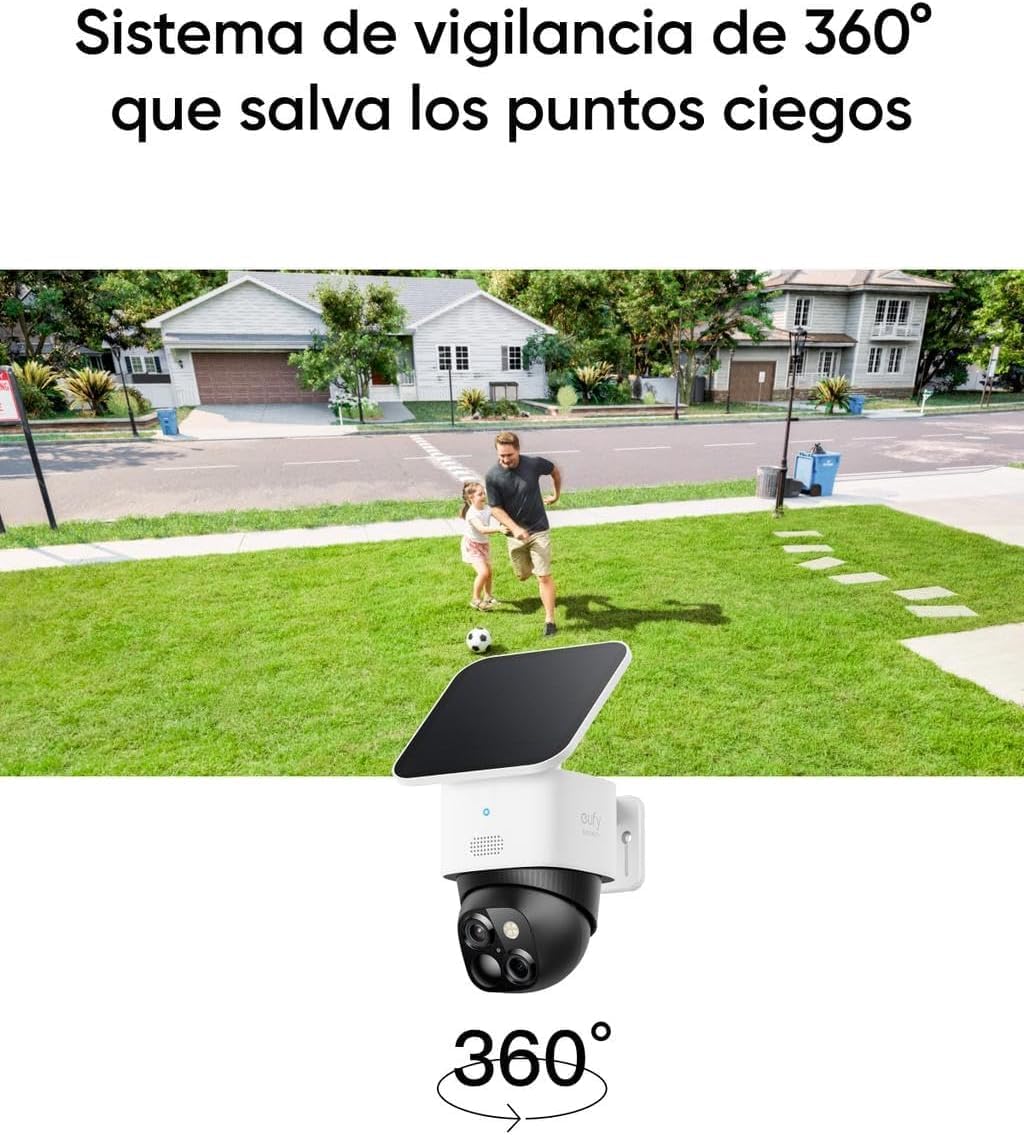 eufy Security SoloCam S340 3K Camara vigilancia WiFi Exterior Solar, Camara vigilancia WiFi Exterior, vigilancia de 360°, Wi-Fi 2,4 GHz, sin cuotas mensuales, Compatible con HomeBase 3, 2 Pack - 3