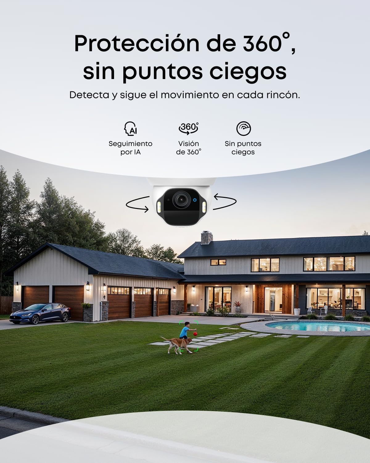 eufy Security eufyCam E42 Camara vigilancia WiFi Exterior Solar, Giro de 360°, Seguimiento con IA, resolución 4K, luz estroboscópica, inalámbrica, sin Costo mensual, 4-CAM Kit + HomeBase S380 - 3