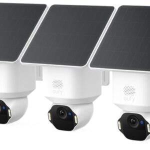 eufy Security eufyCam E42 Camara vigilancia WiFi Exterior Solar, Giro de 360°, Seguimiento con IA, resolución 4K, luz estroboscópica, inalámbrica, sin Costo mensual, 4-CAM Kit + HomeBase S380