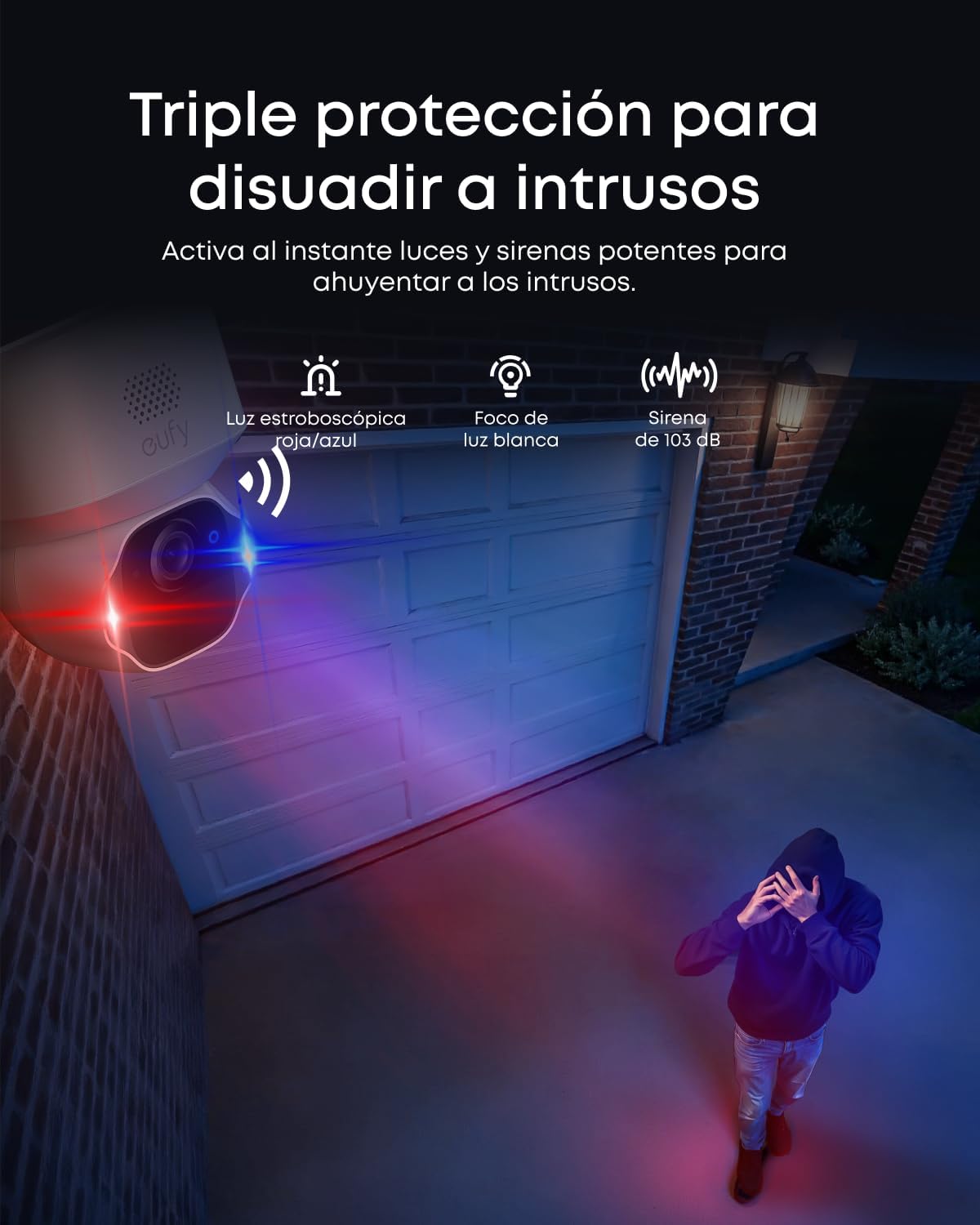 eufy Security eufyCam E42 Camara vigilancia WiFi Exterior Solar, Giro de 360°, Seguimiento con IA, resolución 4K, luz estroboscópica, inalámbrica, sin Costo mensual, 4-CAM Kit + HomeBase S380 - 6