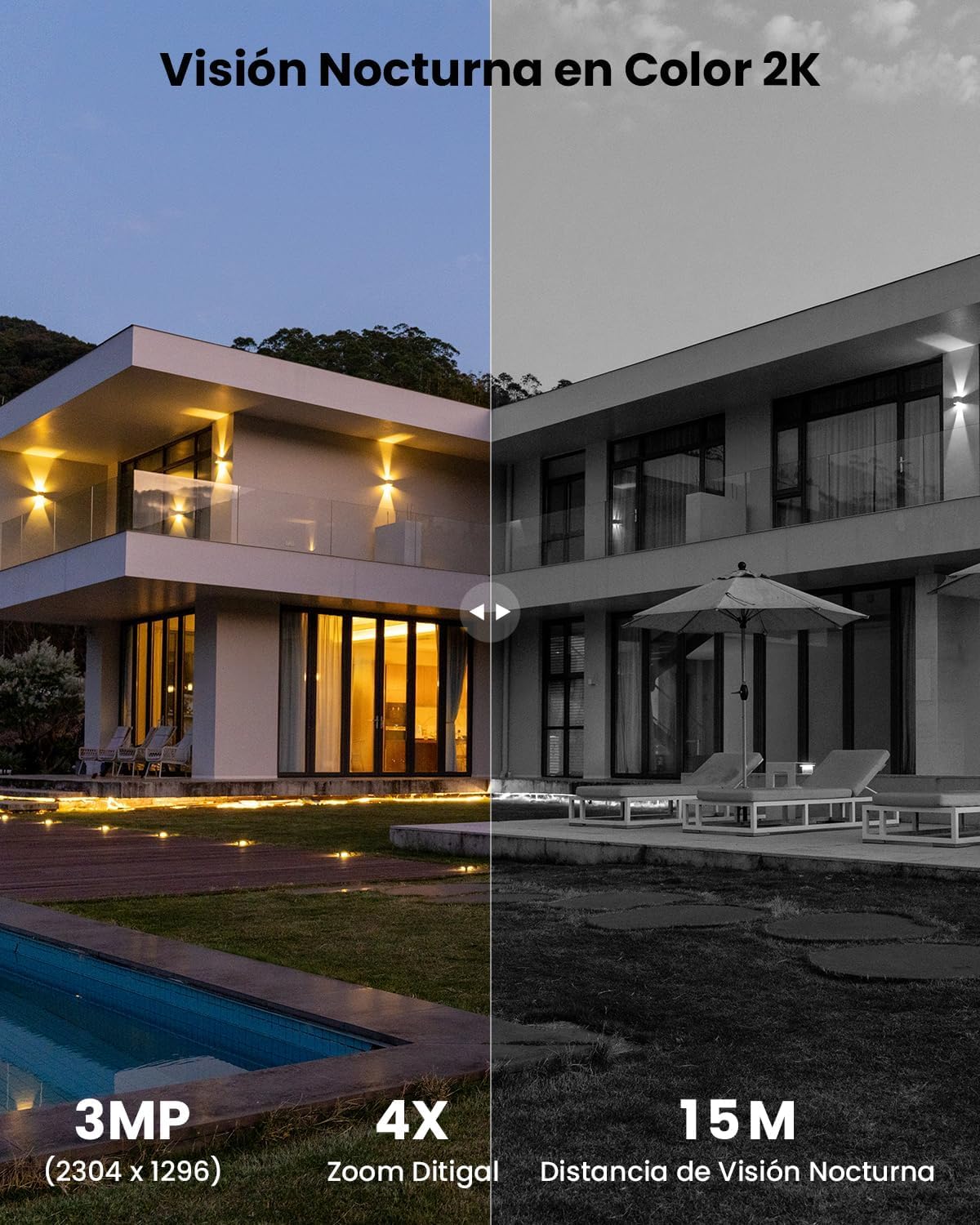 ieGeek 3MP Camara Vigilancia WiFi Exterior Solar con Bateria Sin Cables, Camara Vigilancia Exterior Solar Visión Nocturna Color, PTZ 360° App Remoto, Humana Detección, IP65, Voz Bidireccional - 4