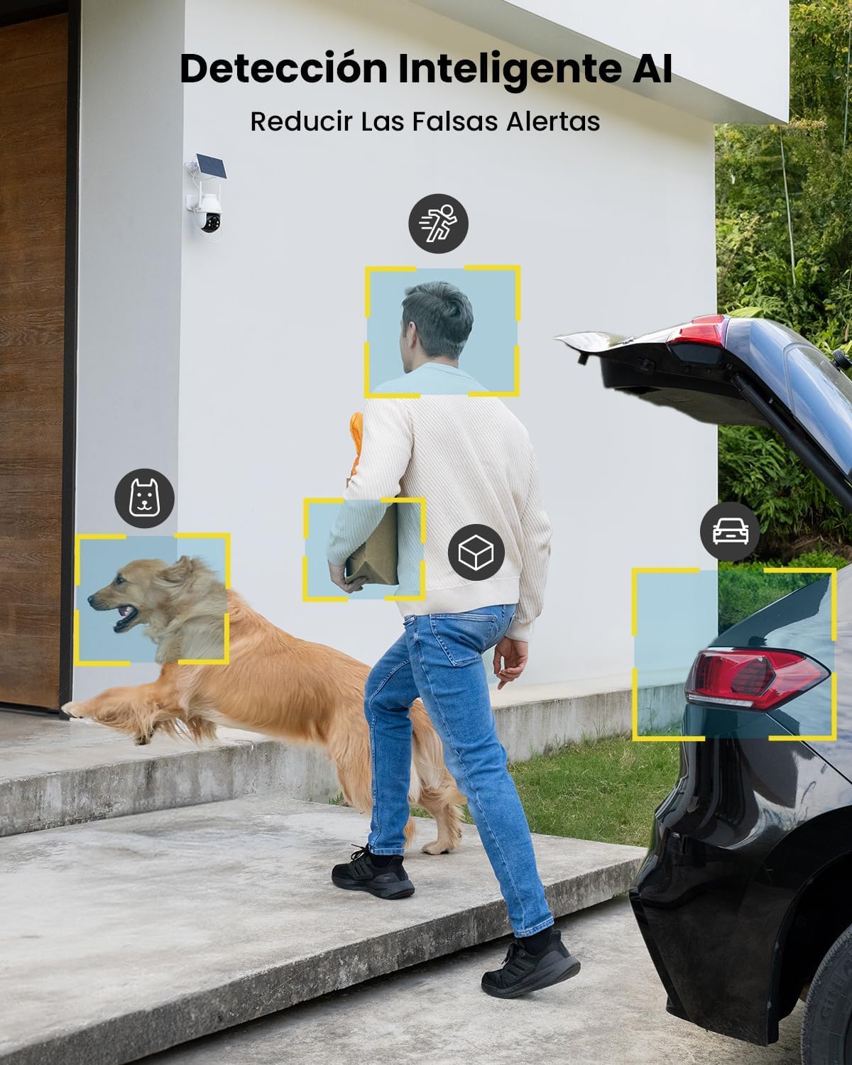 ieGeek 3MP Camara Vigilancia WiFi Exterior Solar con Bateria Sin Cables, Camara Vigilancia Exterior Solar Visión Nocturna Color, PTZ 360° App Remoto, Humana Detección, IP65, Voz Bidireccional - 5