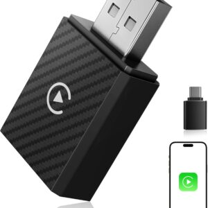 【2026 Mejorada】 Adaptador CarPlay Inalámbrico, Bluetooth V5.4 Conexión Estable, WiFi 6 de Doble Banda de Alta Velocidad, USB A/C, CarPlay Dongle para Apple iPhone iOS 10+