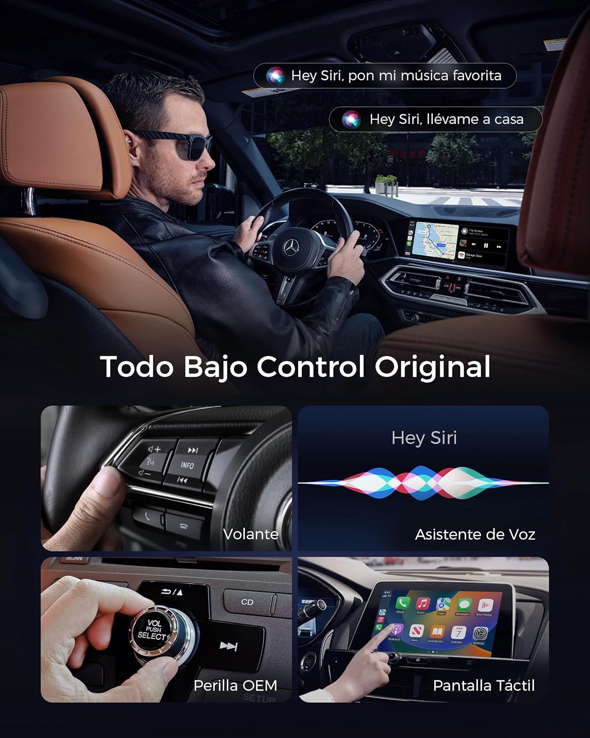 【2026 Mejorada】 Adaptador CarPlay Inalámbrico, Bluetooth V5.4 Conexión Estable, WiFi 6 de Doble Banda de Alta Velocidad, USB A/C, CarPlay Dongle para Apple iPhone iOS 10+ - 6