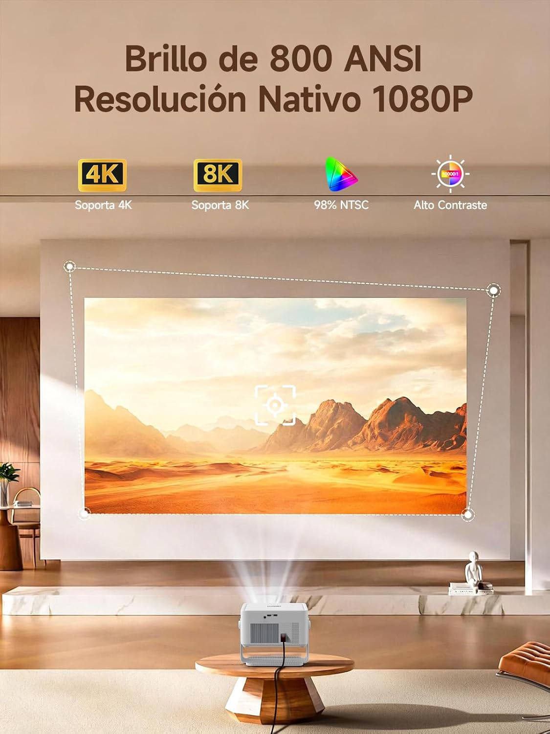 【Android 14 & 800 ANSI】 Magcubic Proyector 4K 8K Soporta, Proyector Portatil 1080P Nativo con WiFi 6, Bluetooth 5.4, Enfoque Automático, Corrección Trapezoidal Automática, Rotación 180°, HY450Max - 3