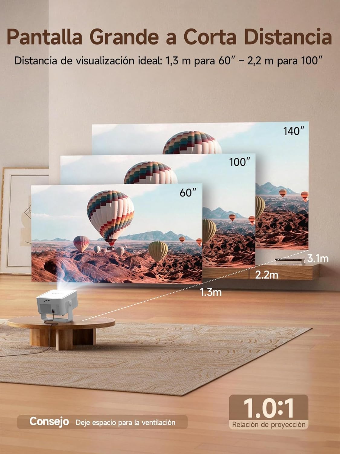 【Android 14 & 800 ANSI】 Magcubic Proyector 4K 8K Soporta, Proyector Portatil 1080P Nativo con WiFi 6, Bluetooth 5.4, Enfoque Automático, Corrección Trapezoidal Automática, Rotación 180°, HY450Max - 6